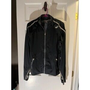 ASICS Black Full Zip Reflective Trim Performance Running Jacket